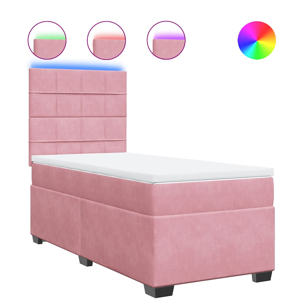Giroletto a Molle con Materasso Rosa 80x200 cm in Velluto | homemem39