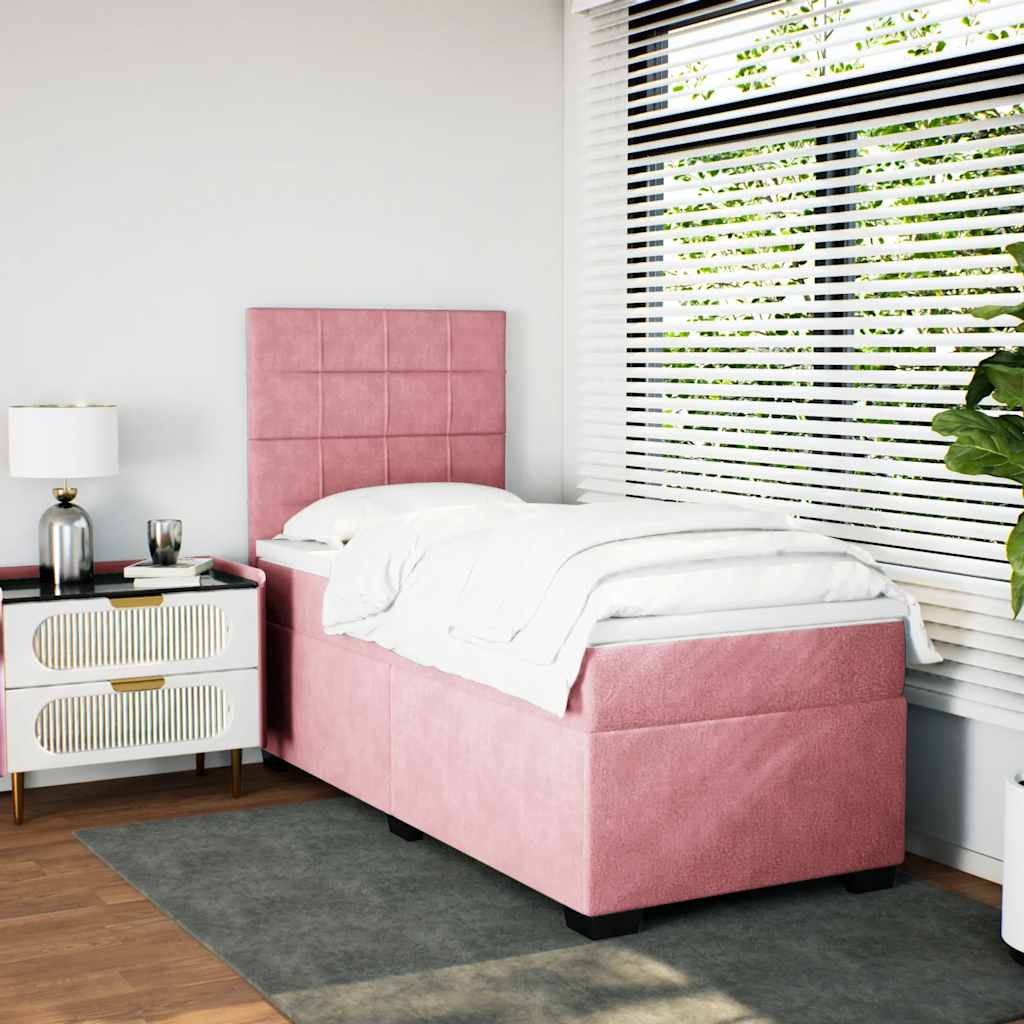 Giroletto a Molle con Materasso Rosa 80x200 cm in Velluto