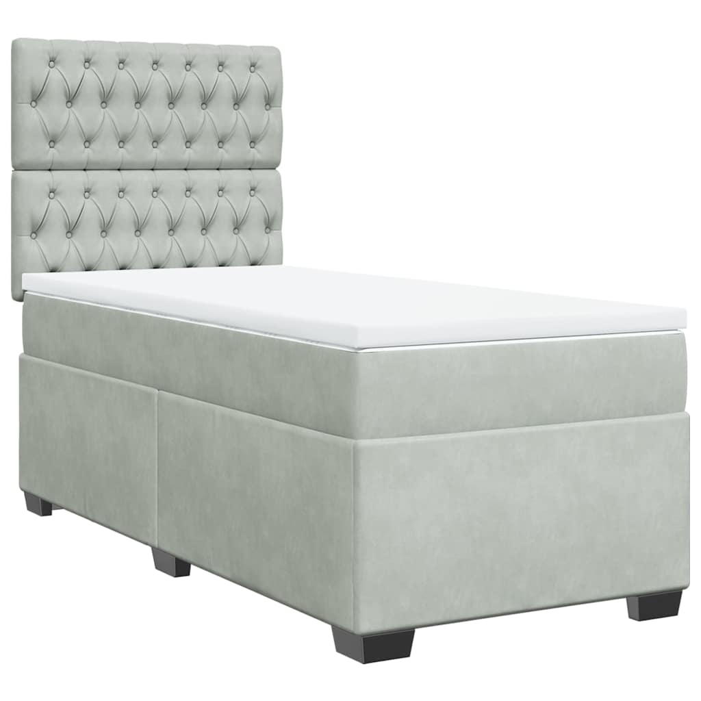 Giroletto a Molle con Materasso Grigio Chiaro 80x200 cm Velluto