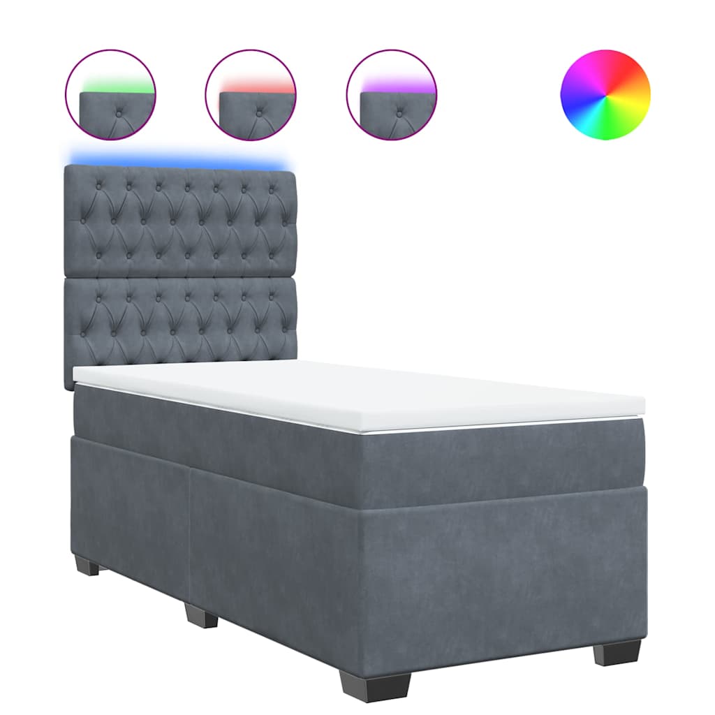 Giroletto a Molle con Materasso Grigio Scuro 80x200 cm Velluto | homemem39