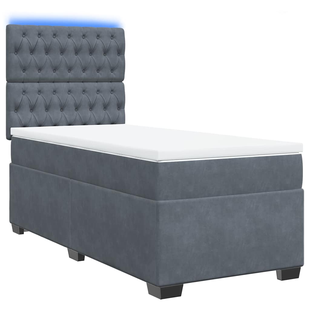 Giroletto a Molle con Materasso Grigio Scuro 80x200 cm Velluto | homemem39