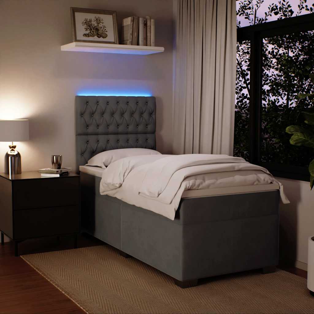 Giroletto a Molle con Materasso Grigio Scuro 80x200 cm Velluto | homemem39