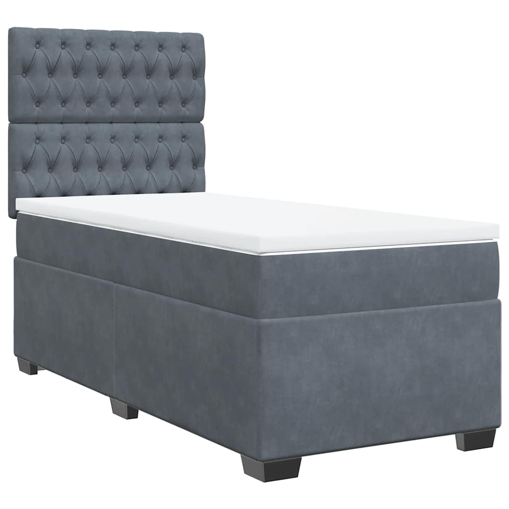 Giroletto a Molle con Materasso Grigio Scuro 80x200 cm Velluto | homemem39