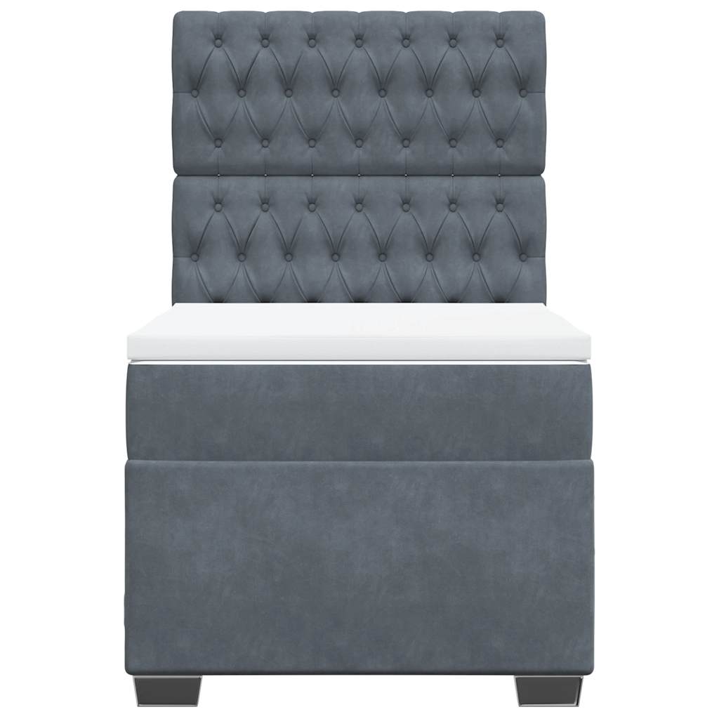 Giroletto a Molle con Materasso Grigio Scuro 80x200 cm Velluto | homemem39