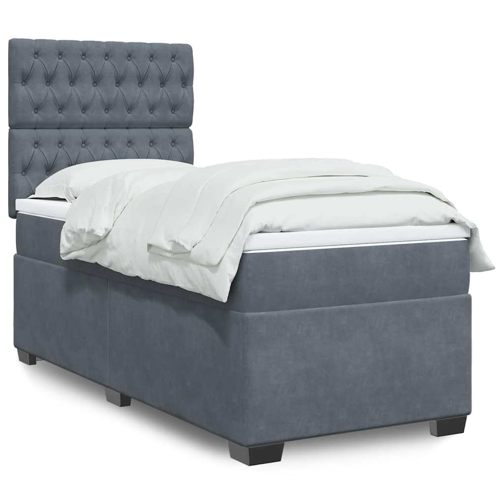 Giroletto a Molle con Materasso Grigio Scuro 80x200 cm Velluto | homemem39