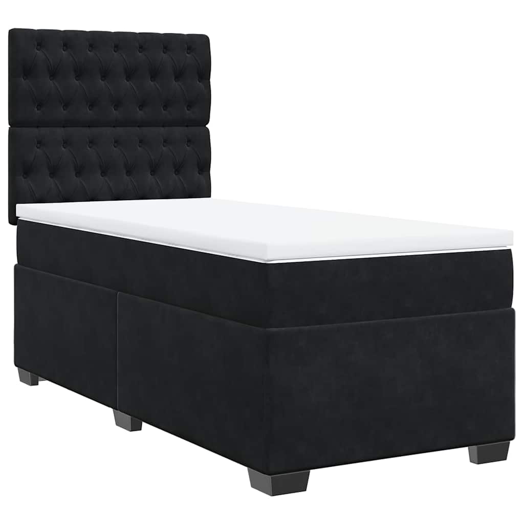 Giroletto a Molle con Materasso Nero 80x200 cm in Velluto