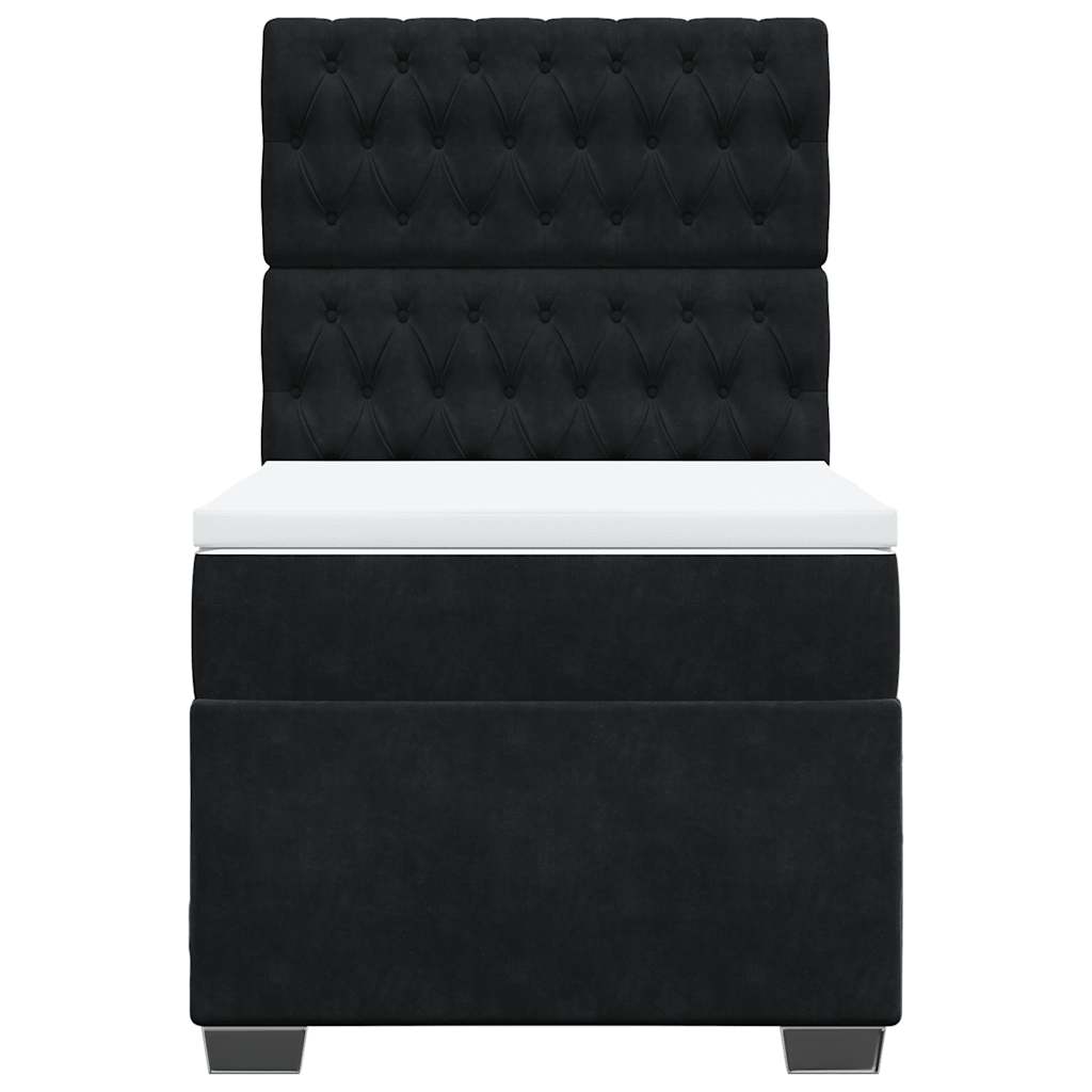 Giroletto a Molle con Materasso Nero 80x200 cm in Velluto - homemem39