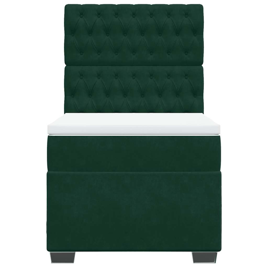 Giroletto a Molle con Materasso Verde Scuro 80x200 cm Velluto