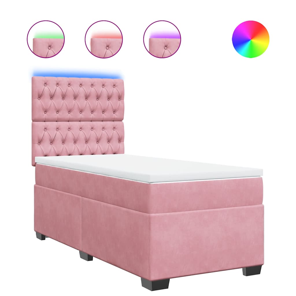 Giroletto a Molle con Materasso Rosa 80x200 cm in Velluto | homemem39
