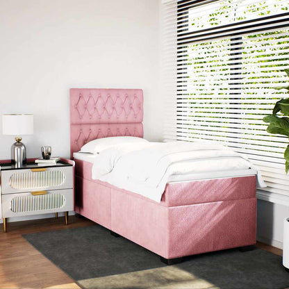 Giroletto a Molle con Materasso Rosa 80x200 cm in Velluto