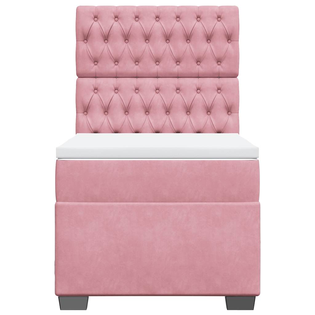 Giroletto a Molle con Materasso Rosa 80x200 cm in Velluto | homemem39
