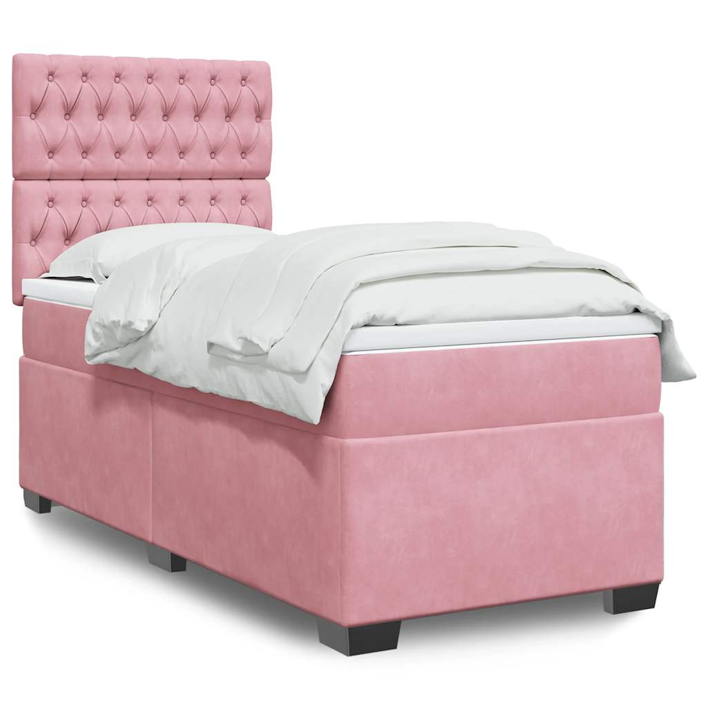 Giroletto a Molle con Materasso Rosa 80x200 cm in Velluto | homemem39