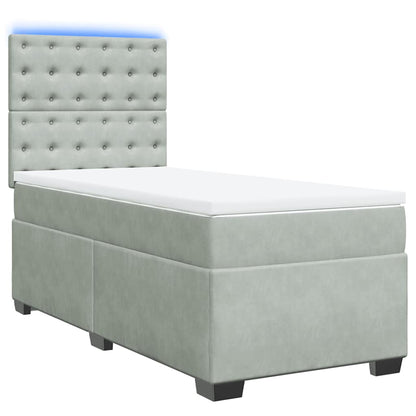 Giroletto a Molle con Materasso Grigio Chiaro 80x200 cm Velluto
