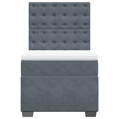 Giroletto a Molle con Materasso Grigio Scuro 80x200 cm Velluto