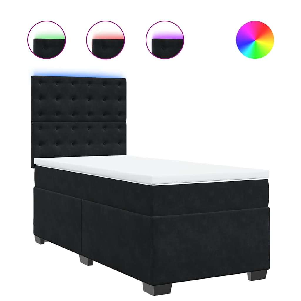 Giroletto a Molle con Materasso Nero 80x200 cm in Velluto