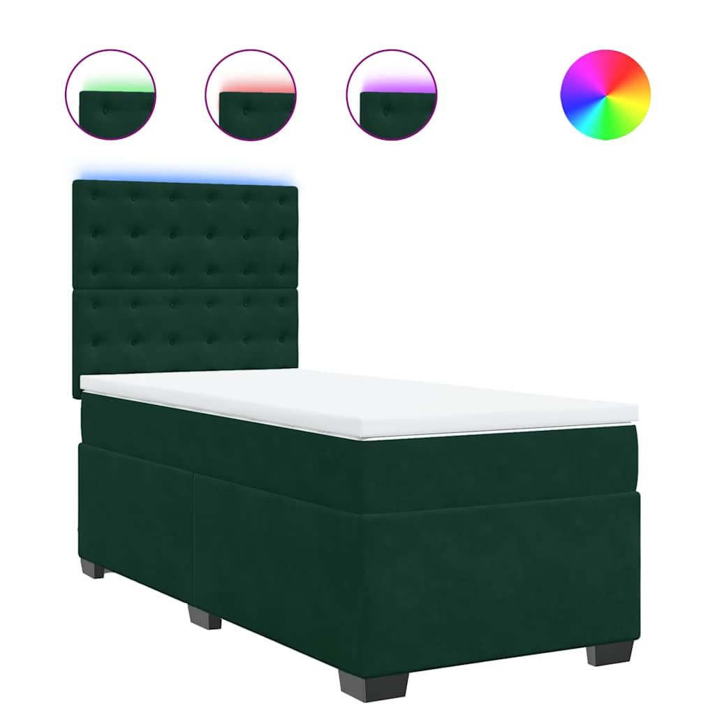Giroletto a Molle con Materasso Verde Scuro 80x200 cm Velluto