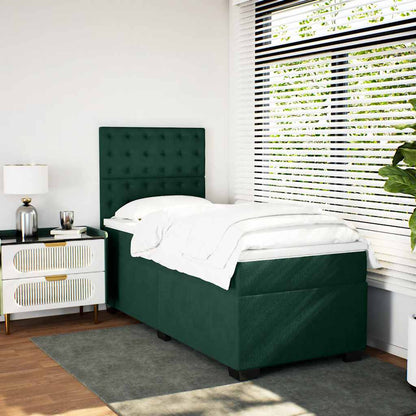 Giroletto a Molle con Materasso Verde Scuro 80x200 cm Velluto