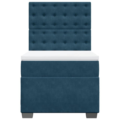 Giroletto a Molle con Materasso Blu 80x200 cm in Velluto