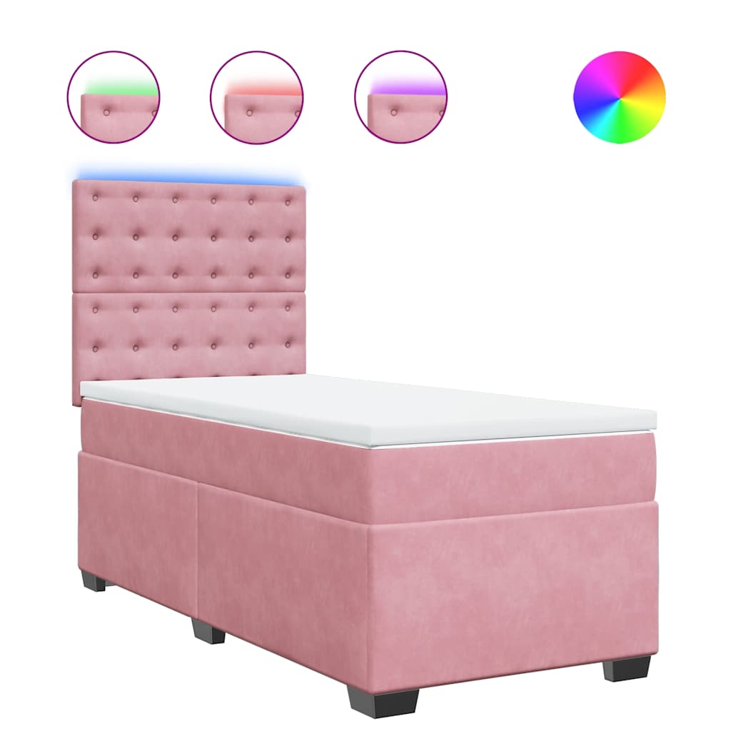 Giroletto a Molle con Materasso Rosa 80x200 cm in Velluto