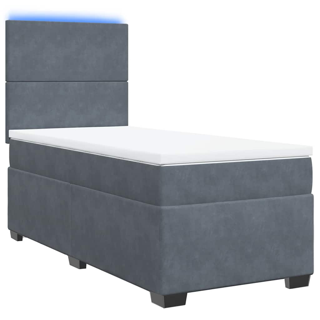 Giroletto a Molle con Materasso Grigio Scuro 90x190 cm Velluto