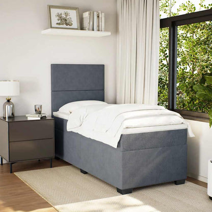 Giroletto a Molle con Materasso Grigio Scuro 90x190 cm Velluto