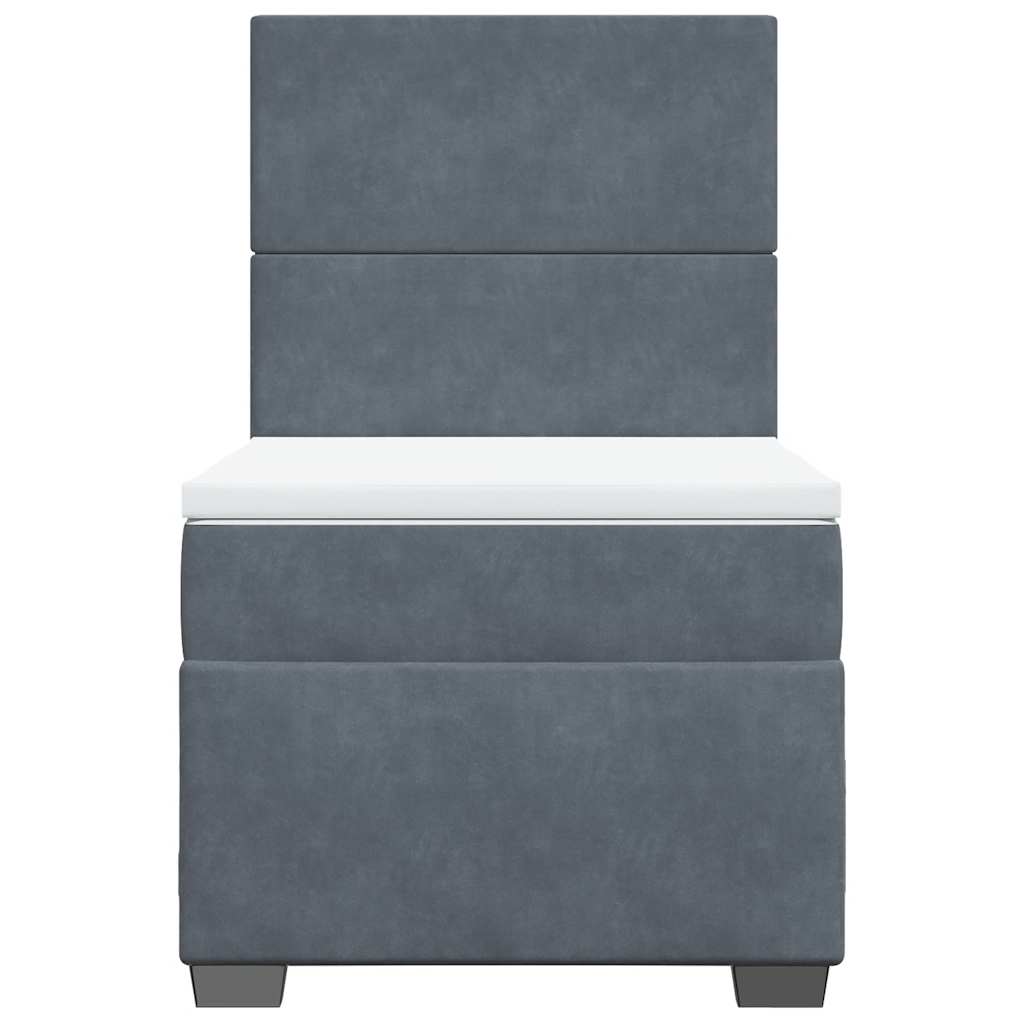 Giroletto a Molle con Materasso Grigio Scuro 90x190 cm Velluto