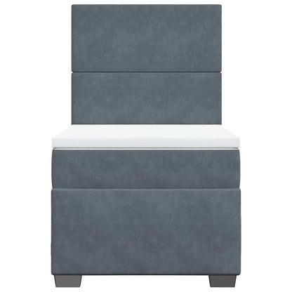 Giroletto a Molle con Materasso Grigio Scuro 90x190 cm Velluto