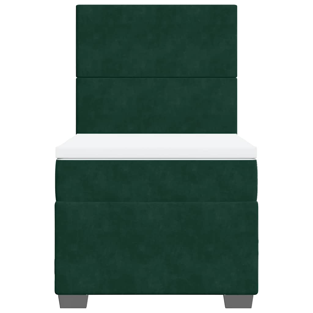 Giroletto a Molle con Materasso Verde Scuro 90x190 cm Velluto
