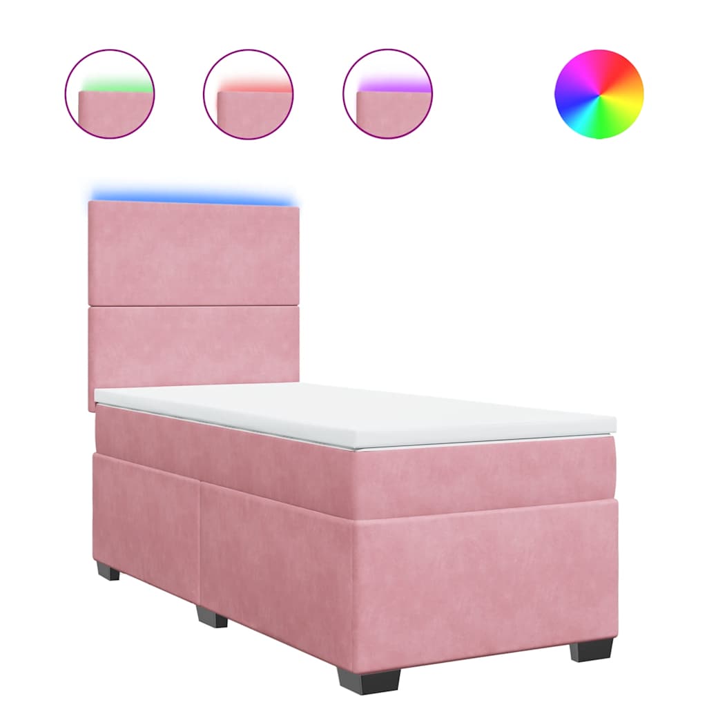 Giroletto a Molle con Materasso Rosa 90x190 cm in Velluto | homemem39