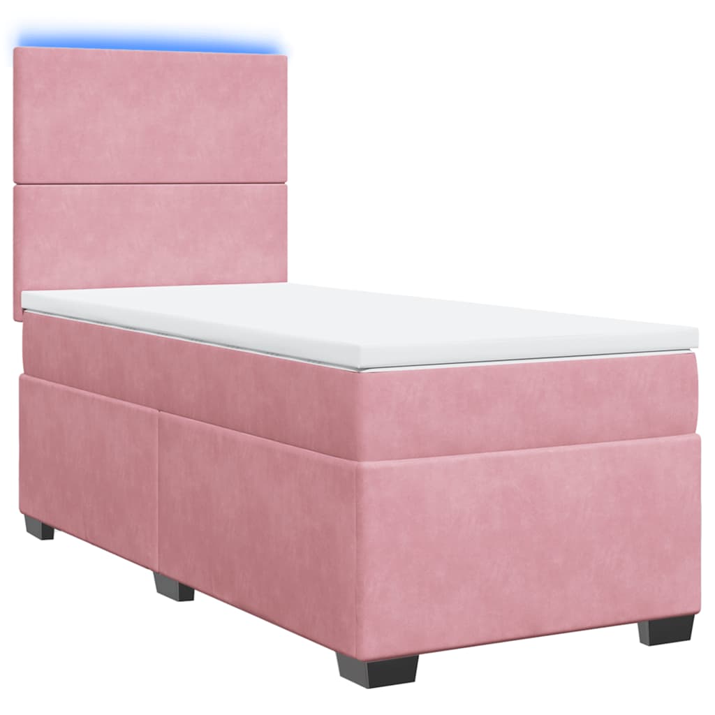 Giroletto a Molle con Materasso Rosa 90x190 cm in Velluto | homemem39