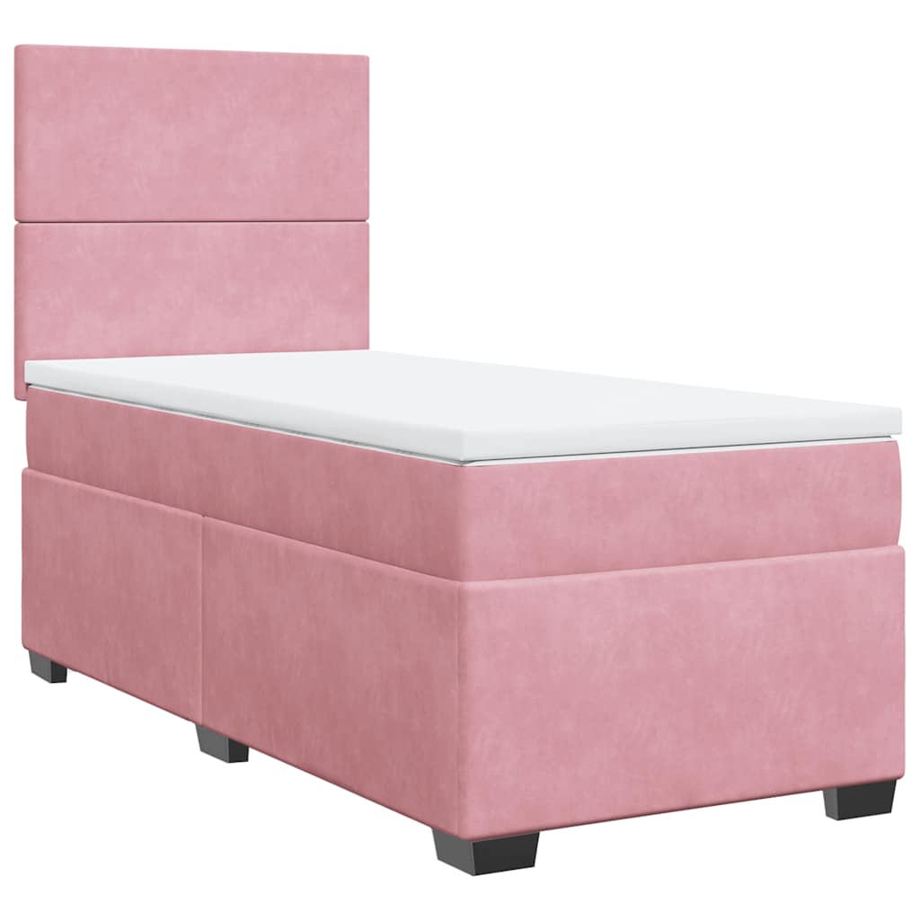 Giroletto a Molle con Materasso Rosa 90x190 cm in Velluto | homemem39