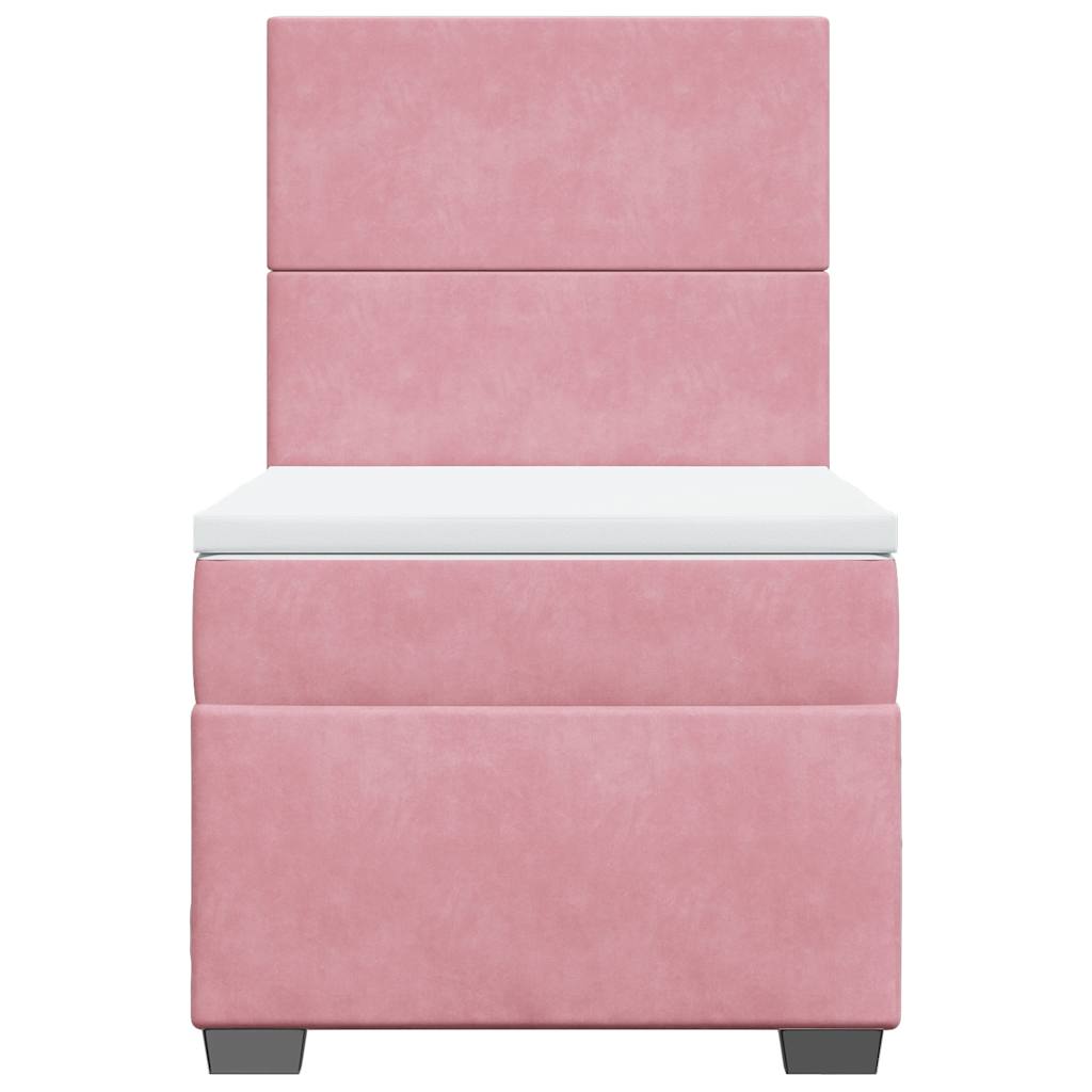 Giroletto a Molle con Materasso Rosa 90x190 cm in Velluto