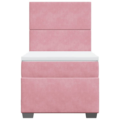 Giroletto a Molle con Materasso Rosa 90x190 cm in Velluto