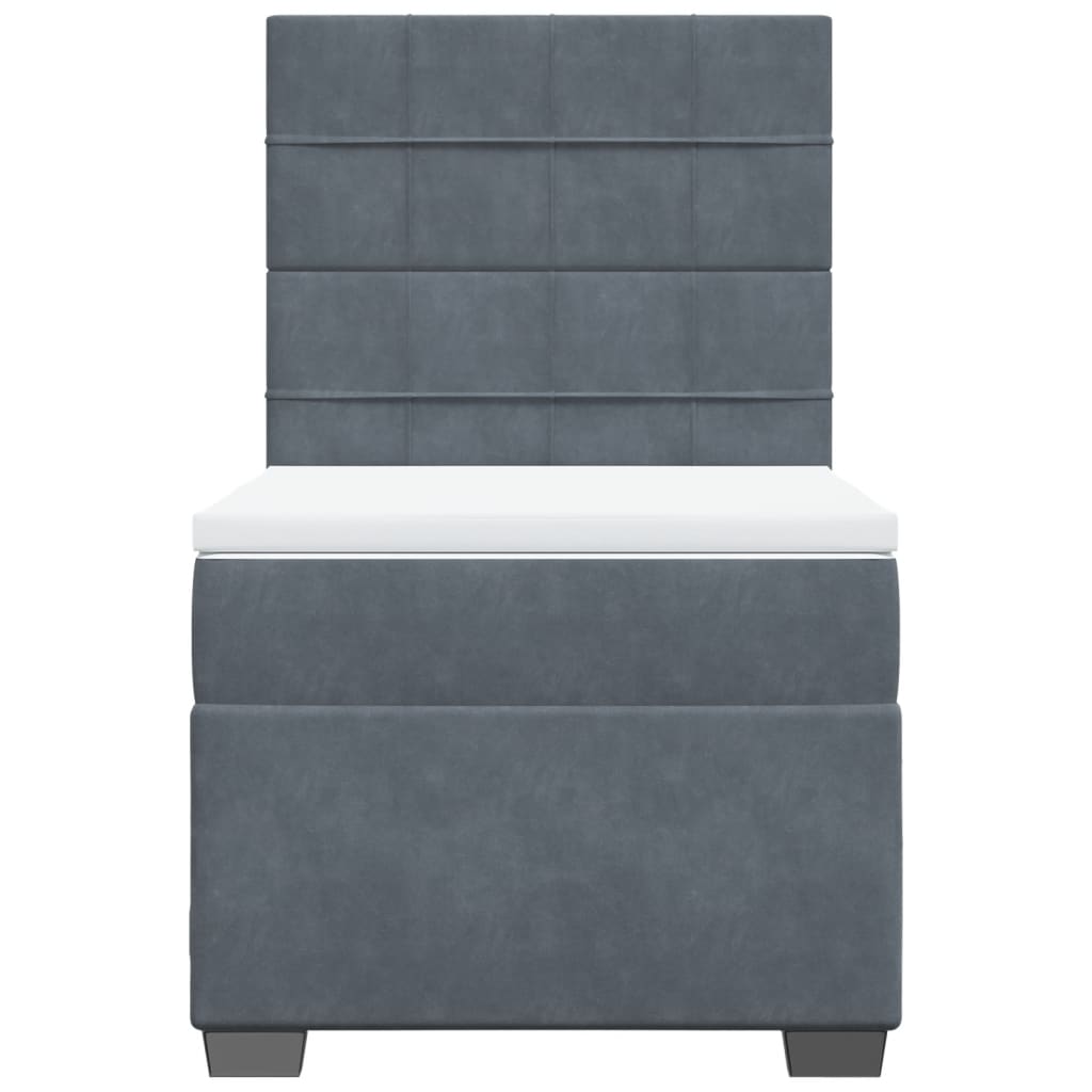 Giroletto a Molle con Materasso Grigio Scuro 90x190 cm Velluto - homemem39