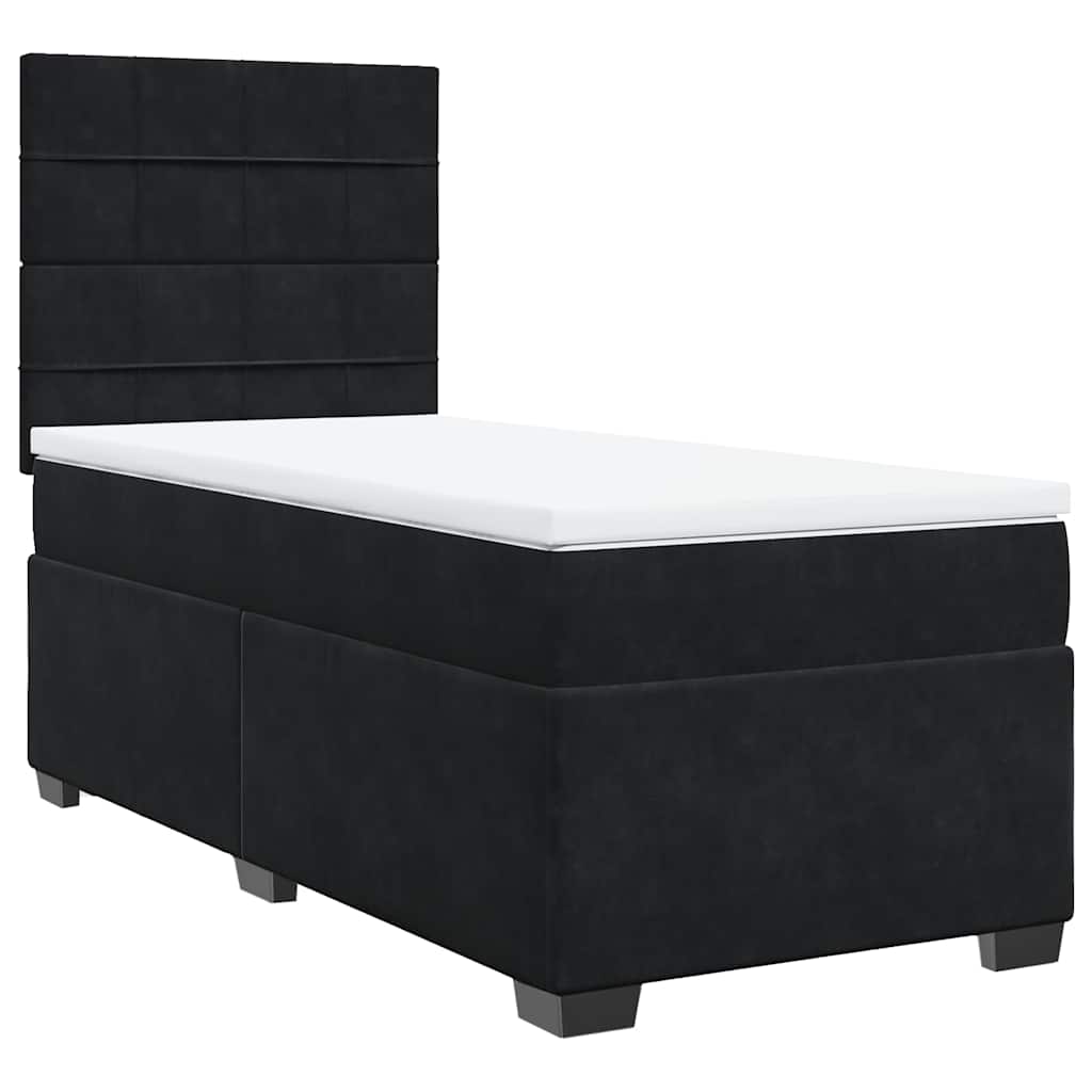 Giroletto a Molle con Materasso Nero 90x190 cm in Velluto
