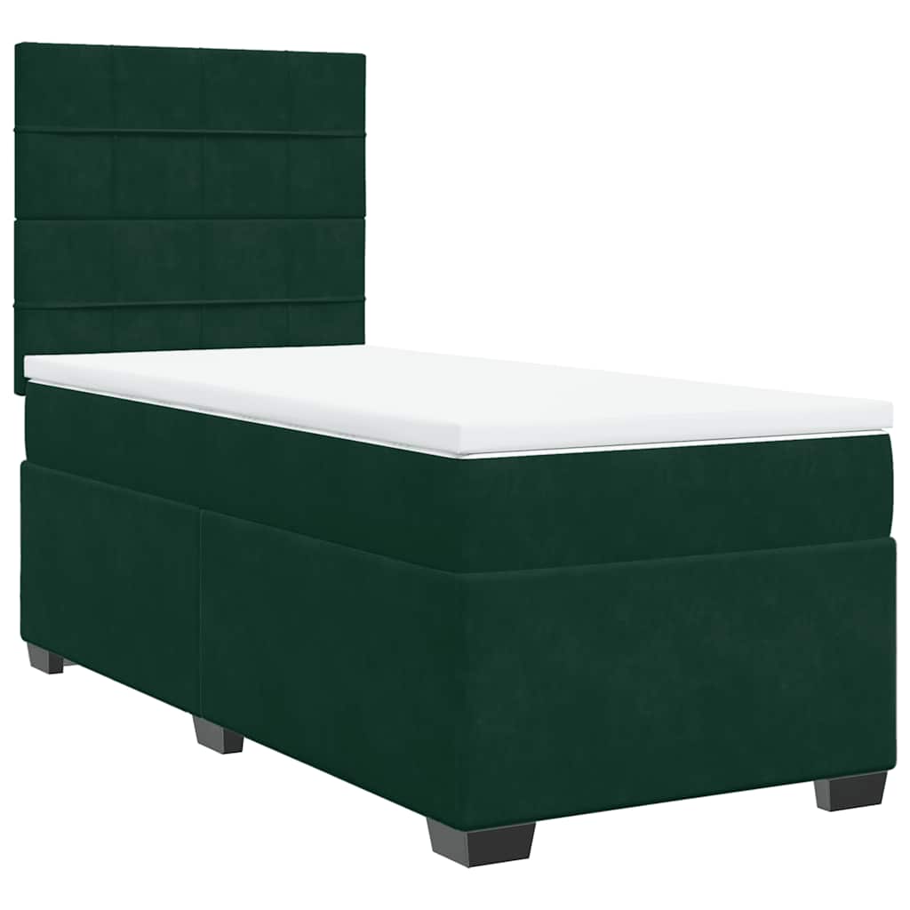 Giroletto a Molle con Materasso Verde Scuro 90x190 cm Velluto