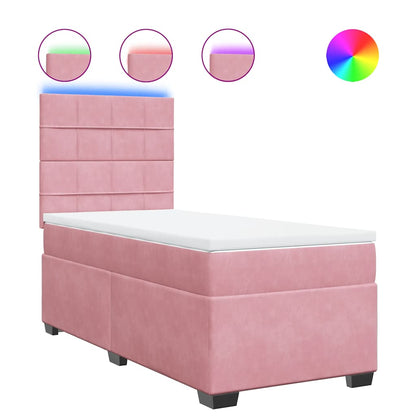 Giroletto a Molle con Materasso Rosa 90x190 cm in Velluto