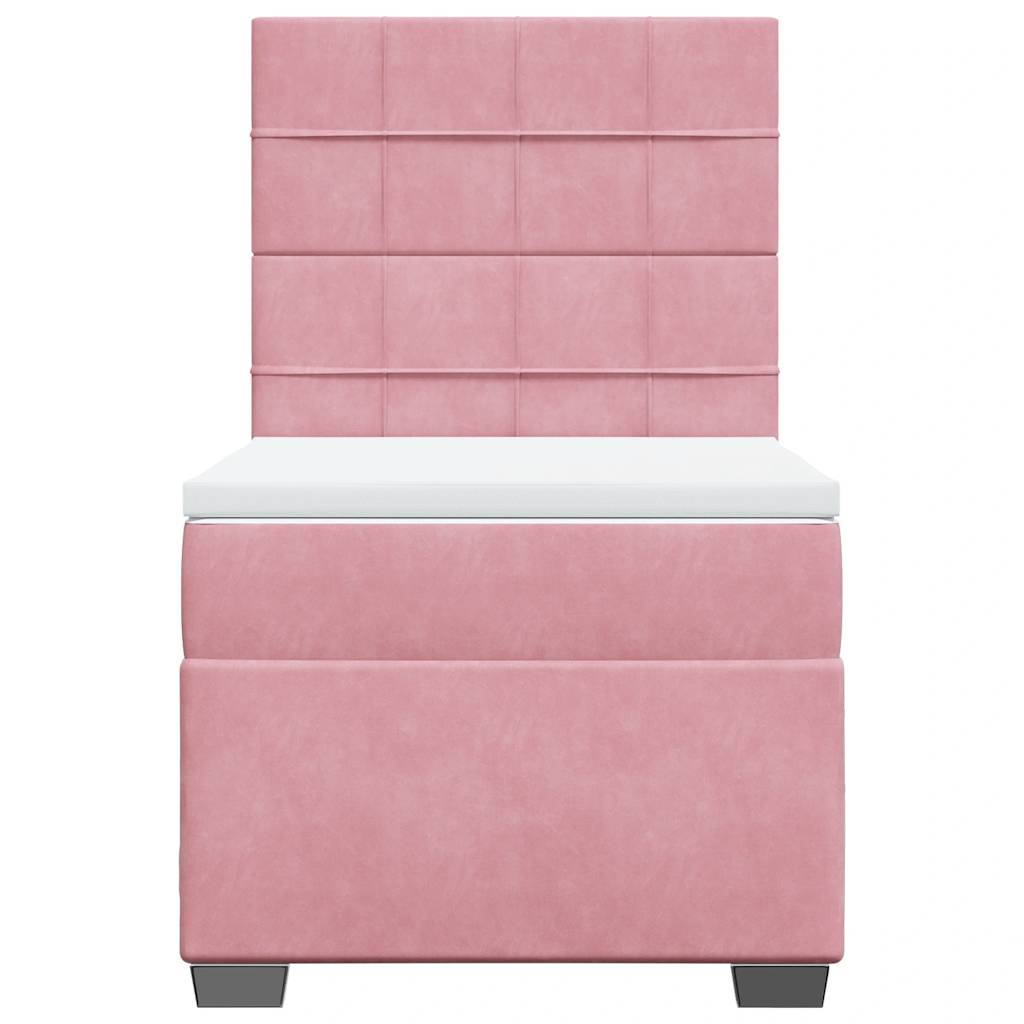 Giroletto a Molle con Materasso Rosa 90x190 cm in Velluto
