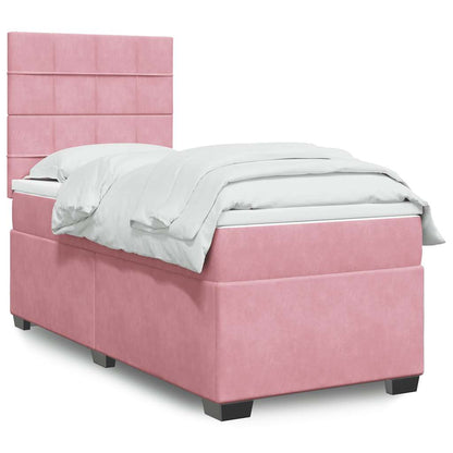 Giroletto a Molle con Materasso Rosa 90x190 cm in Velluto - homemem39