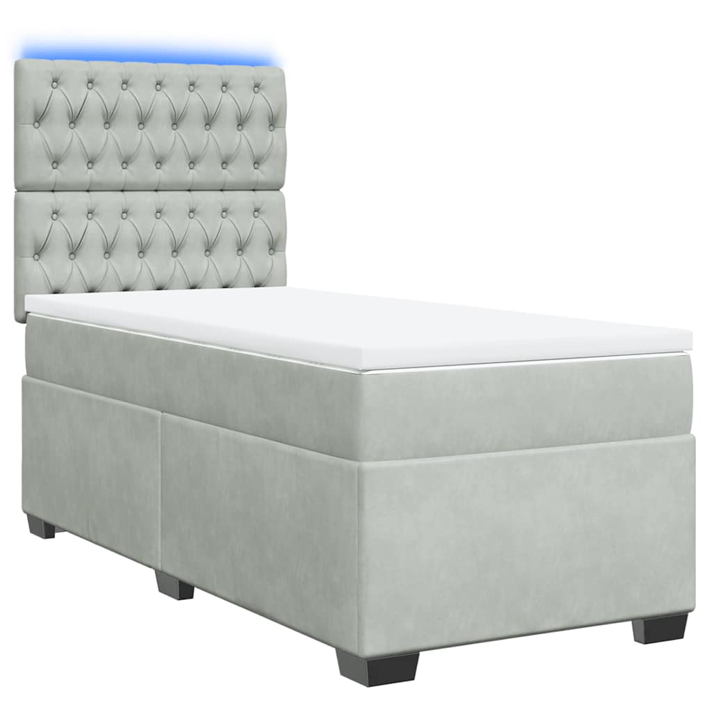Giroletto a Molle con Materasso Grigio Chiaro 90x190 cm Velluto