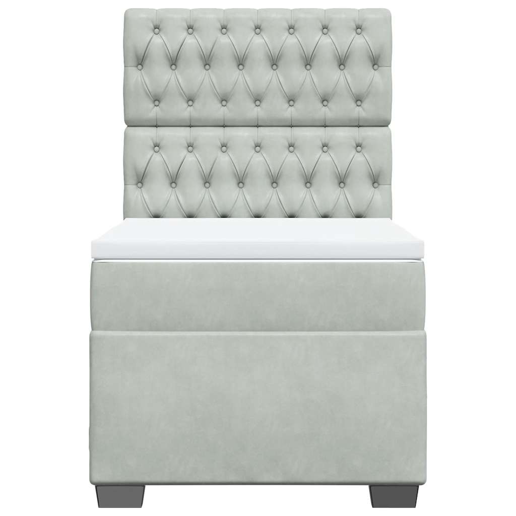 Giroletto a Molle con Materasso Grigio Chiaro 90x190 cm Velluto - homemem39