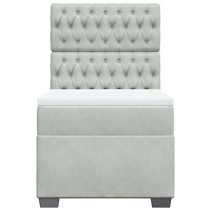 Giroletto a Molle con Materasso Grigio Chiaro 90x190 cm Velluto