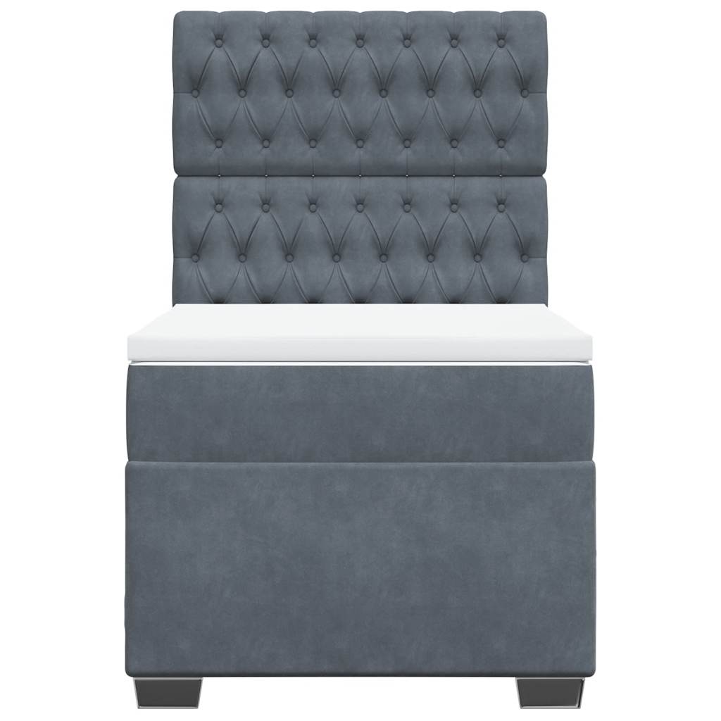 Giroletto a Molle con Materasso Grigio Scuro 90x190 cm Velluto - homemem39