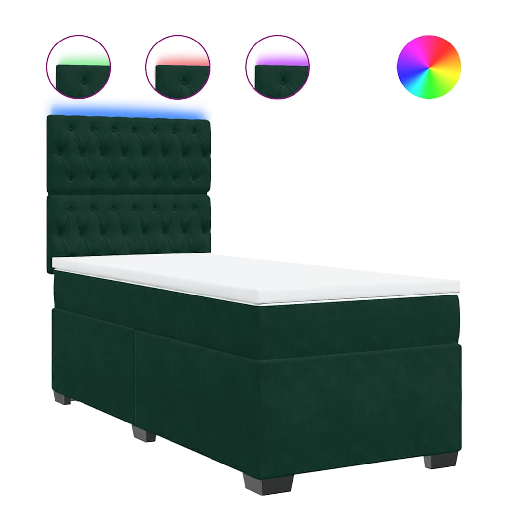 Giroletto a Molle con Materasso Verde Scuro 90x190 cm Velluto