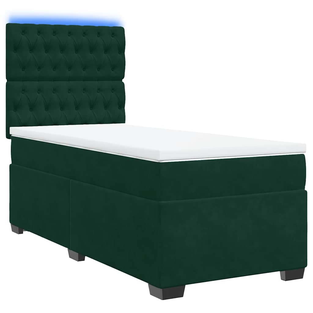 Giroletto a Molle con Materasso Verde Scuro 90x190 cm Velluto