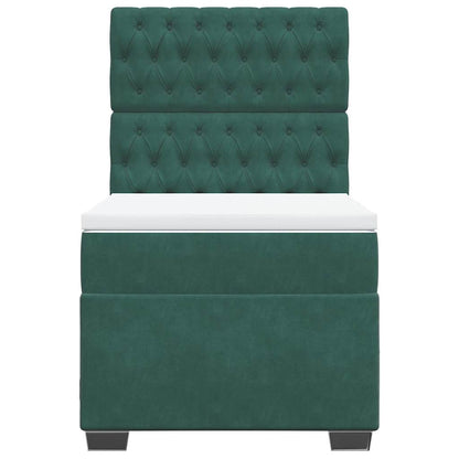 Giroletto a Molle con Materasso Verde Scuro 90x190 cm Velluto