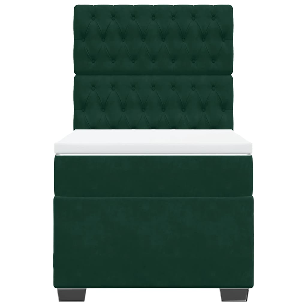 Giroletto a Molle con Materasso Verde Scuro 90x190 cm Velluto