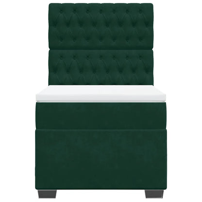 Giroletto a Molle con Materasso Verde Scuro 90x190 cm Velluto
