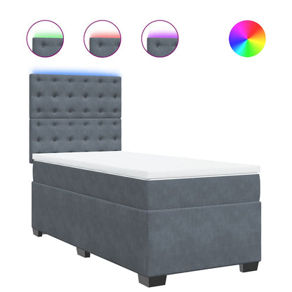 Giroletto a Molle con Materasso Grigio Scuro 90x190 cm Velluto