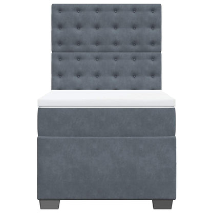 Giroletto a Molle con Materasso Grigio Scuro 90x190 cm Velluto